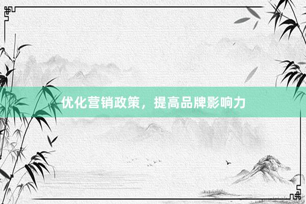 优化营销政策，提高品牌影响力